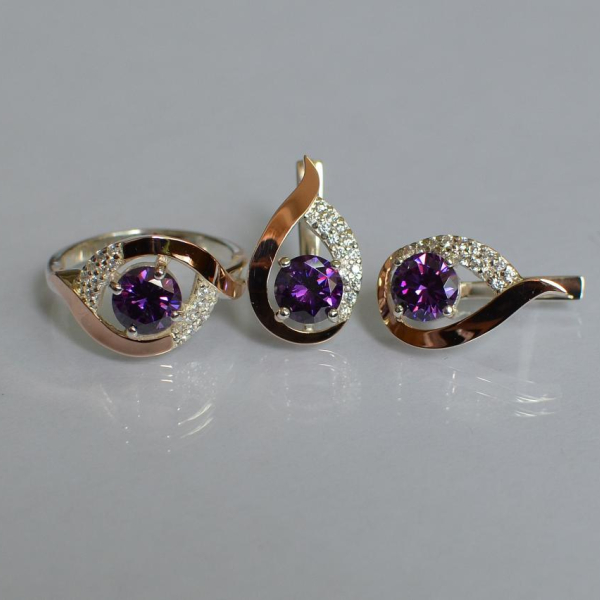 Срібний гарнітур з золотими накладками