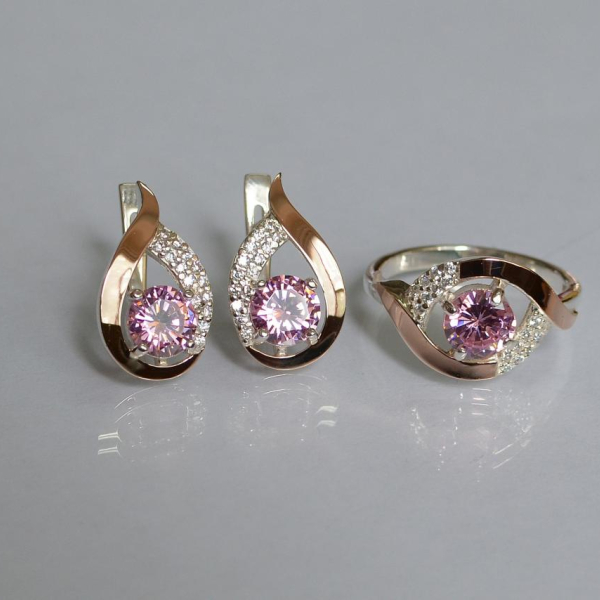 Срібний гарнітур з золотими накладками