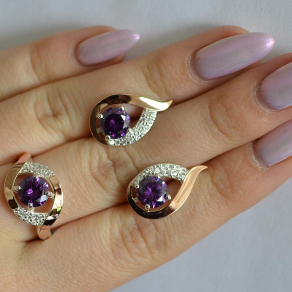 Срібний гарнітур з золотими накладками