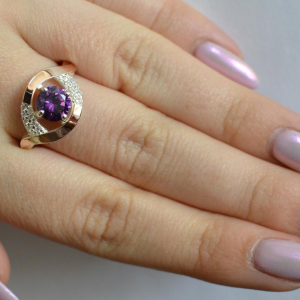 Срібна каблучка з золотими накладками