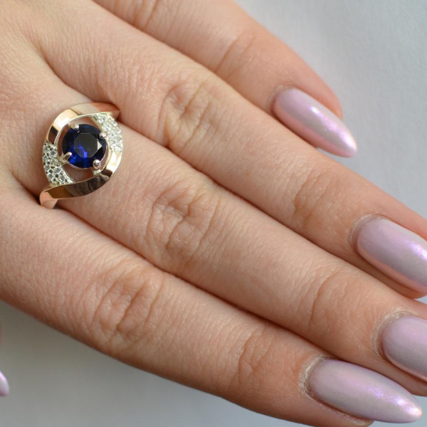 Срібна каблучка з золотими накладками