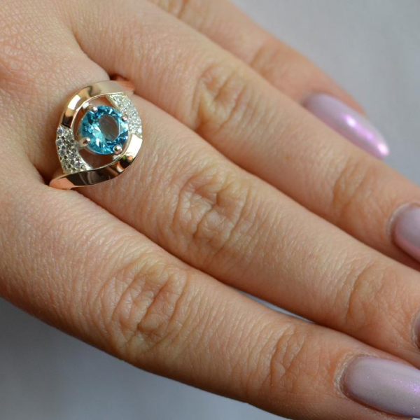 Срібна каблучка з золотими накладками