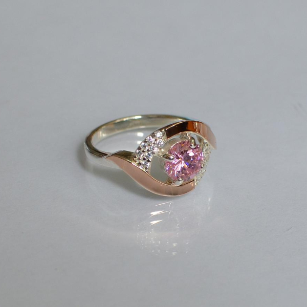 Срібна каблучка з золотими накладками