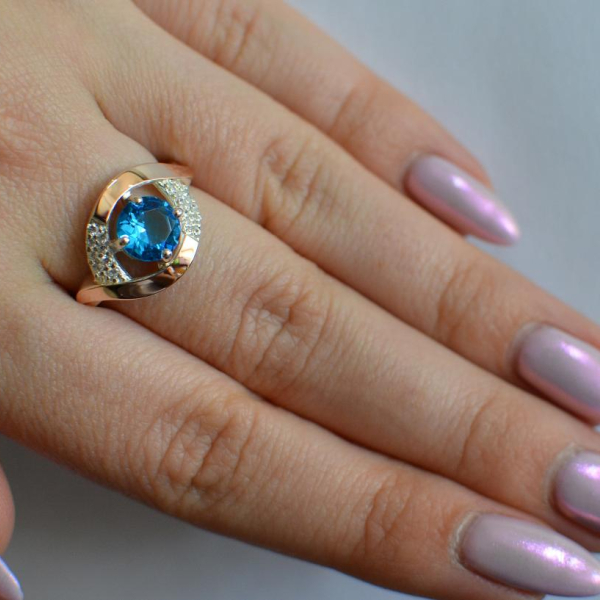 Срібна каблучка з золотими накладками