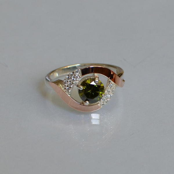 Срібна каблучка з золотими накладками