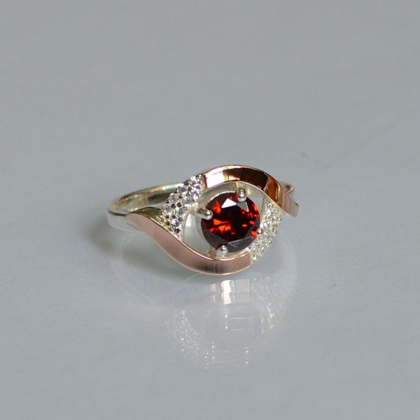 Срібна каблучка з золотими накладками