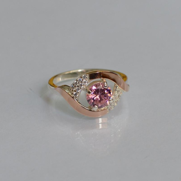 Срібна каблучка з золотими накладками