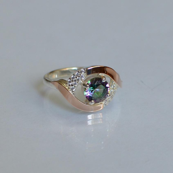 Срібна каблучка з золотими накладками