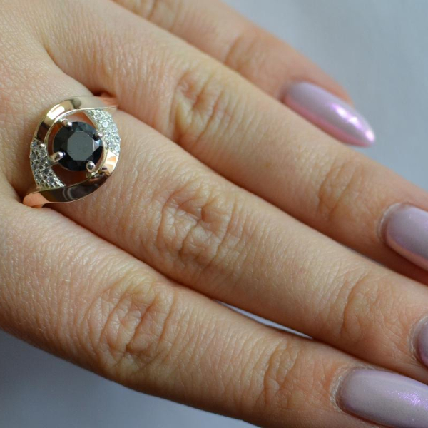 Срібна каблучка з золотими накладками