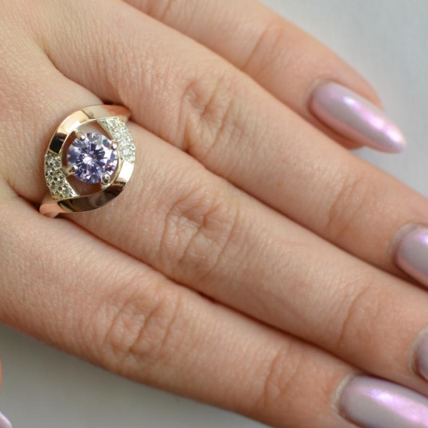 Срібна каблучка з золотими накладками