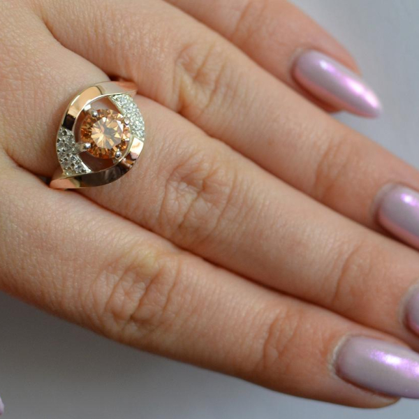 Срібна каблучка з золотими накладками