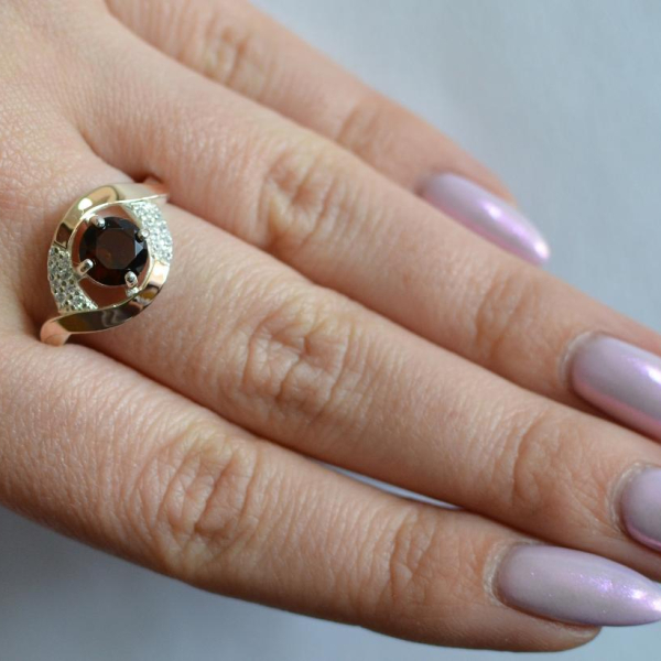 Срібна каблучка з золотими накладками