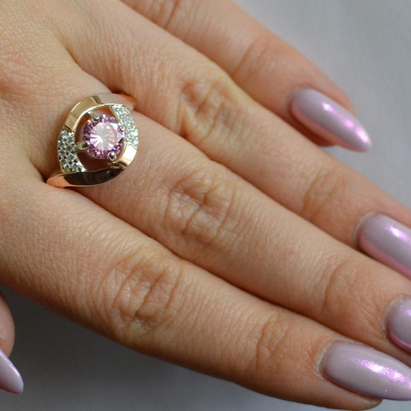 Срібна каблучка з золотими накладками