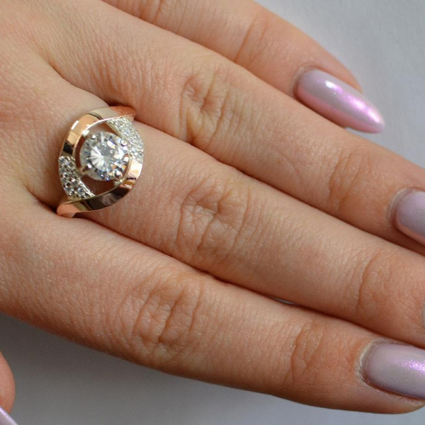 Срібна каблучка з золотими накладками