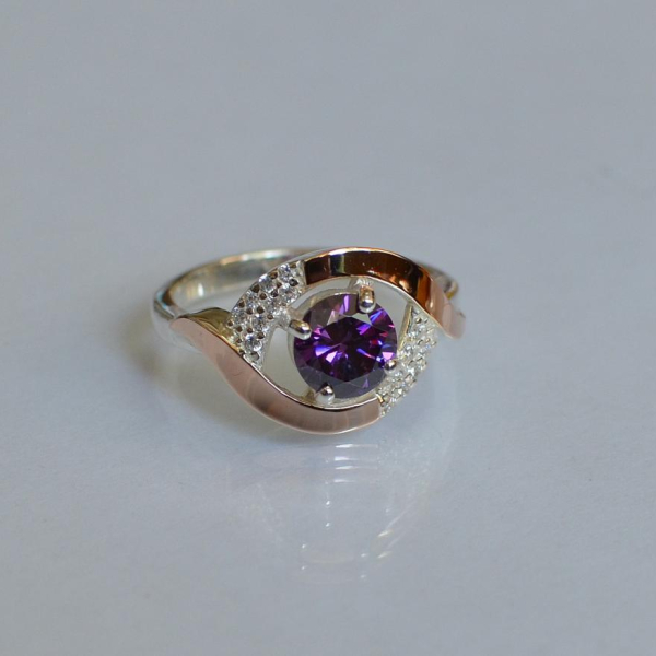 Срібна каблучка з золотими накладками