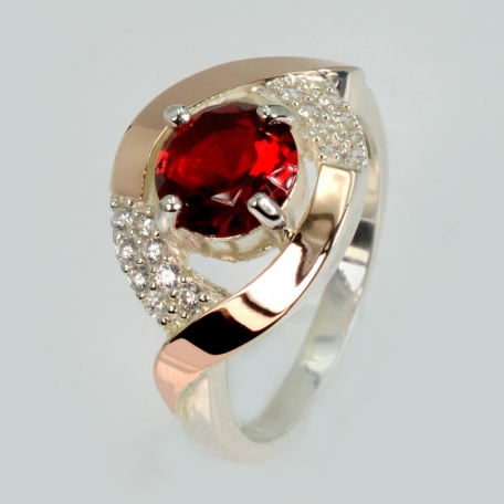 Срібна каблучка з золотими накладками