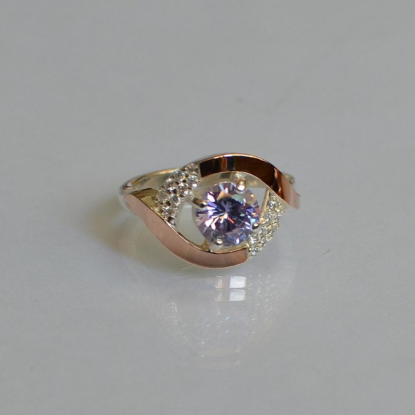 Срібна каблучка з золотими накладками