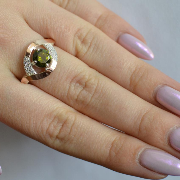 Срібна каблучка з золотими накладками