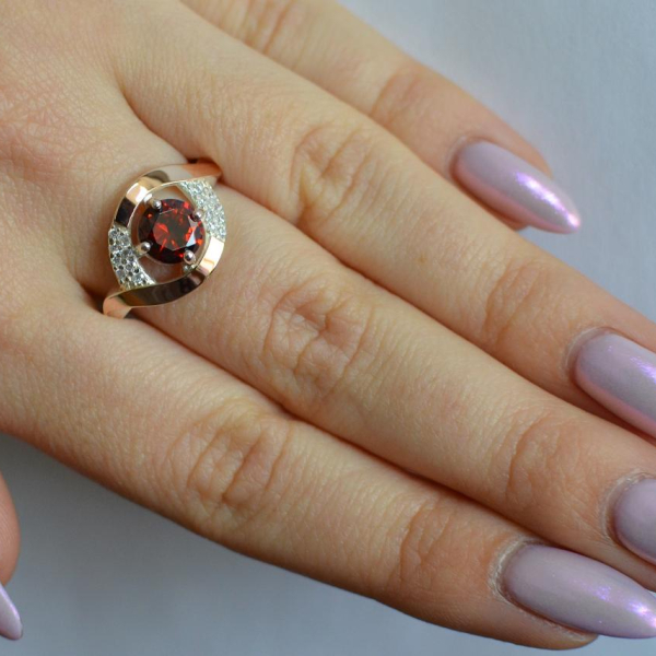 Срібна каблучка з золотими накладками