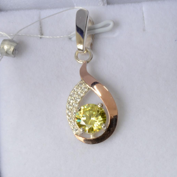 Серебряная подвеска с золотими вставками