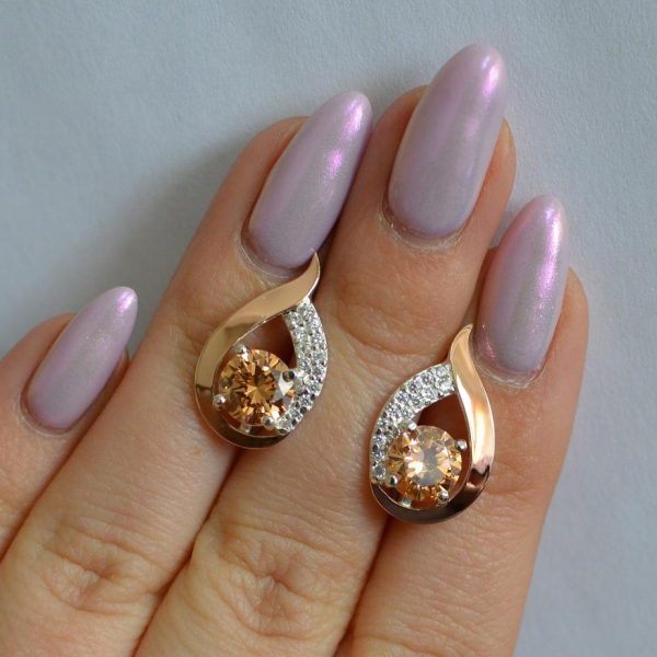 Серебряные серьги с золотыми накладками