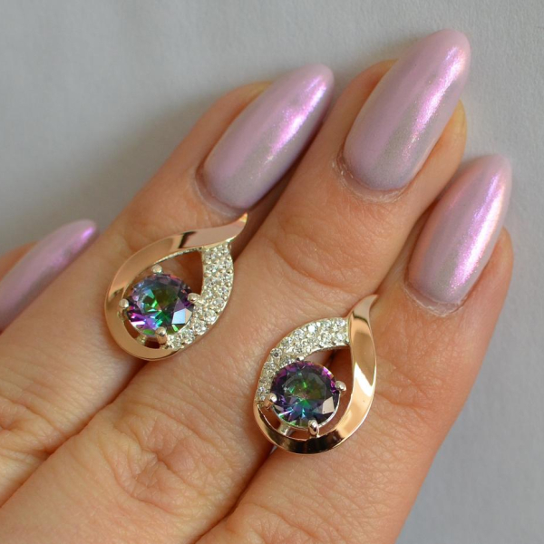 Серебряные серьги с золотыми накладками