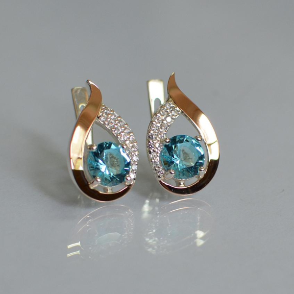 Серебряные серьги с золотыми накладками