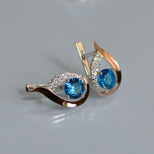 Серебряные серьги с золотыми накладками