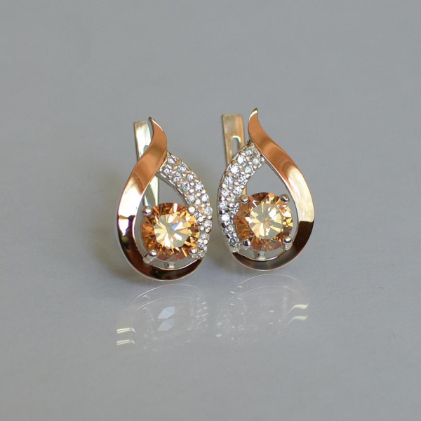 Серебряные серьги с золотыми накладками