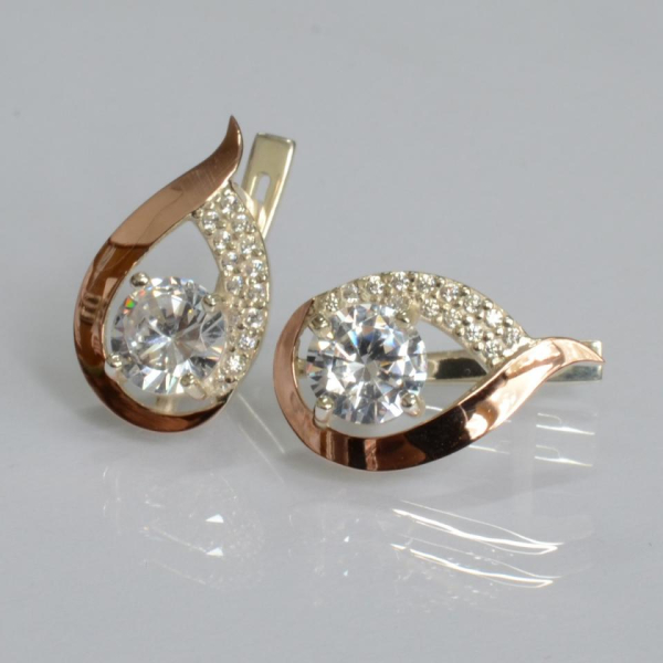 Серебряные серьги с золотыми накладками