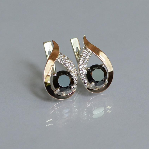 Серебряные серьги с золотыми накладками