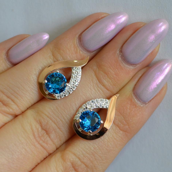 Серебряные серьги с золотыми накладками