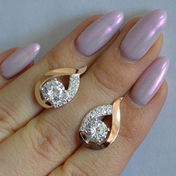 Серебряные серьги с золотыми накладками