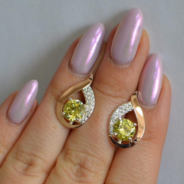 Серебряные серьги с золотыми накладками