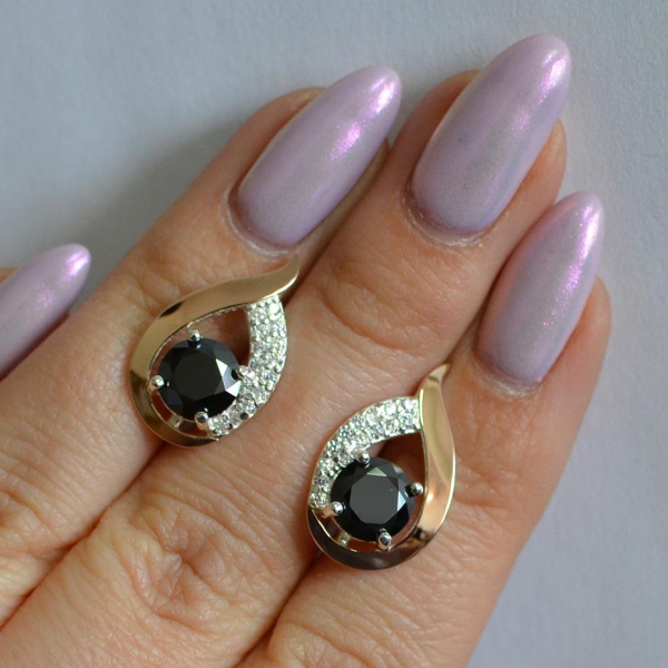 Серебряные серьги с золотыми накладками