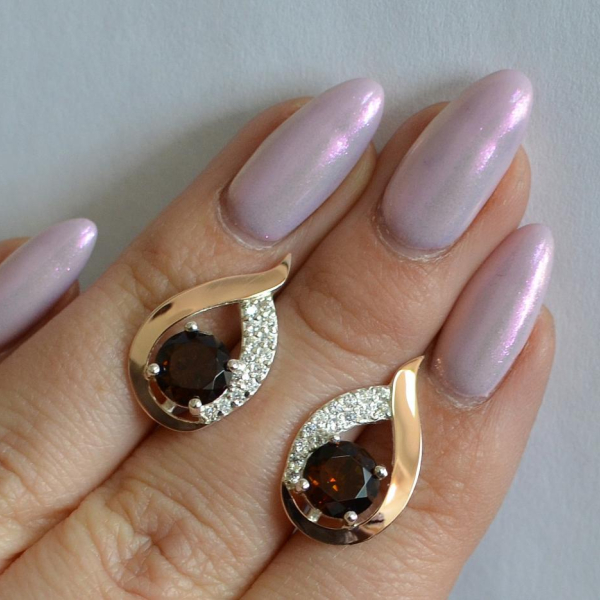 Серебряные серьги с золотыми накладками