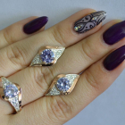 Срібний набір з золотими пластинами