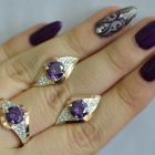 Срібний набір з золотими пластинами