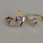 Срібний набір з золотими пластинами