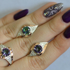 Срібний набір з золотими пластинами