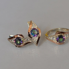 Срібний набір з золотими пластинами