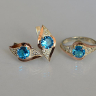 Срібний набір з золотими пластинами