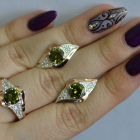 Срібний набір з золотими пластинами