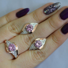 Срібний набір з золотими пластинами