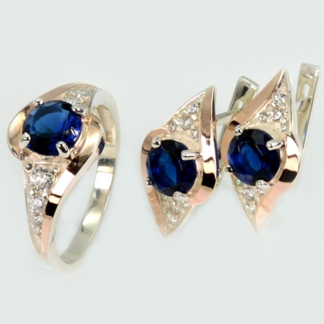 Срібний набір з золотими пластинами