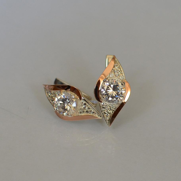 Срібні сережки з золотими вставками