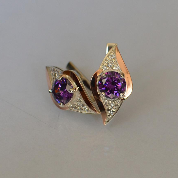 Срібні сережки з золотими вставками