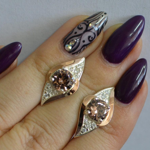 Срібні сережки з золотими вставками