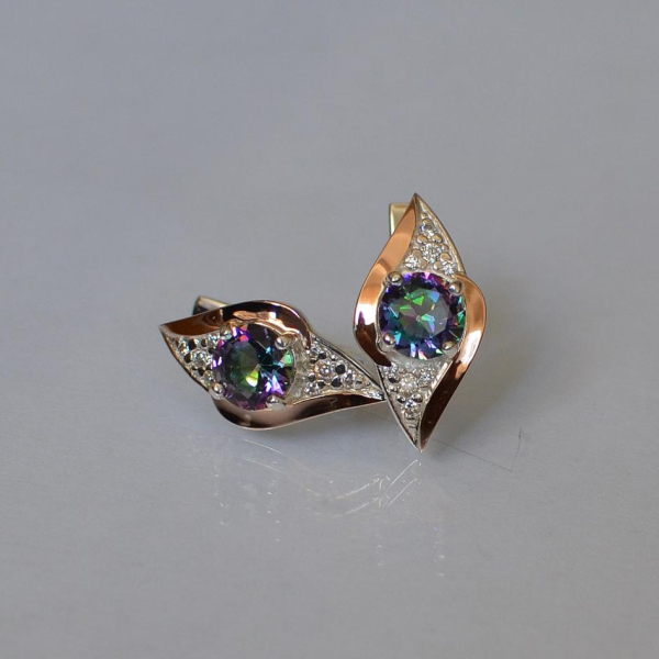 Срібні сережки з золотими вставками