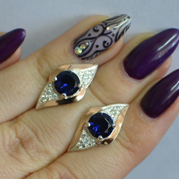 Срібні сережки з золотими вставками